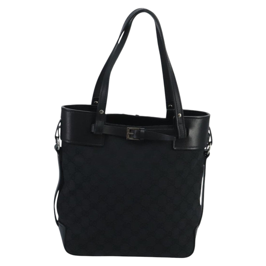 GG Canvas Tote Black Leather Trim