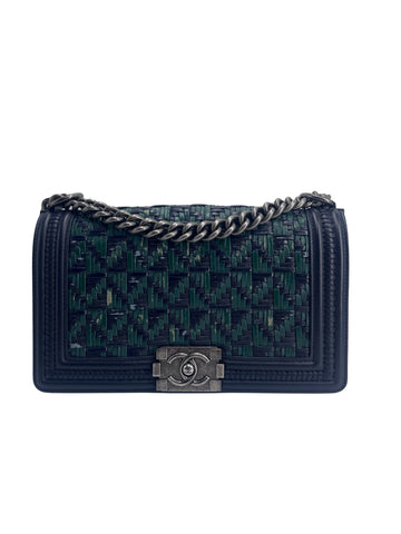 Boy Chanel Woven Leather Shoulder Bag