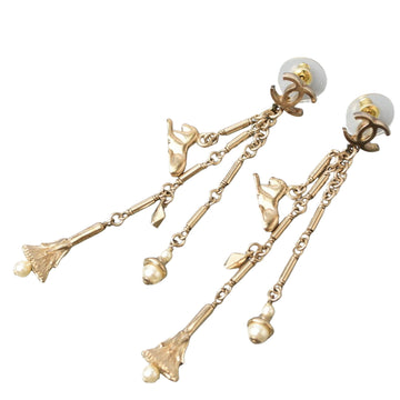 Gold Drop Earrings Pearl Charm