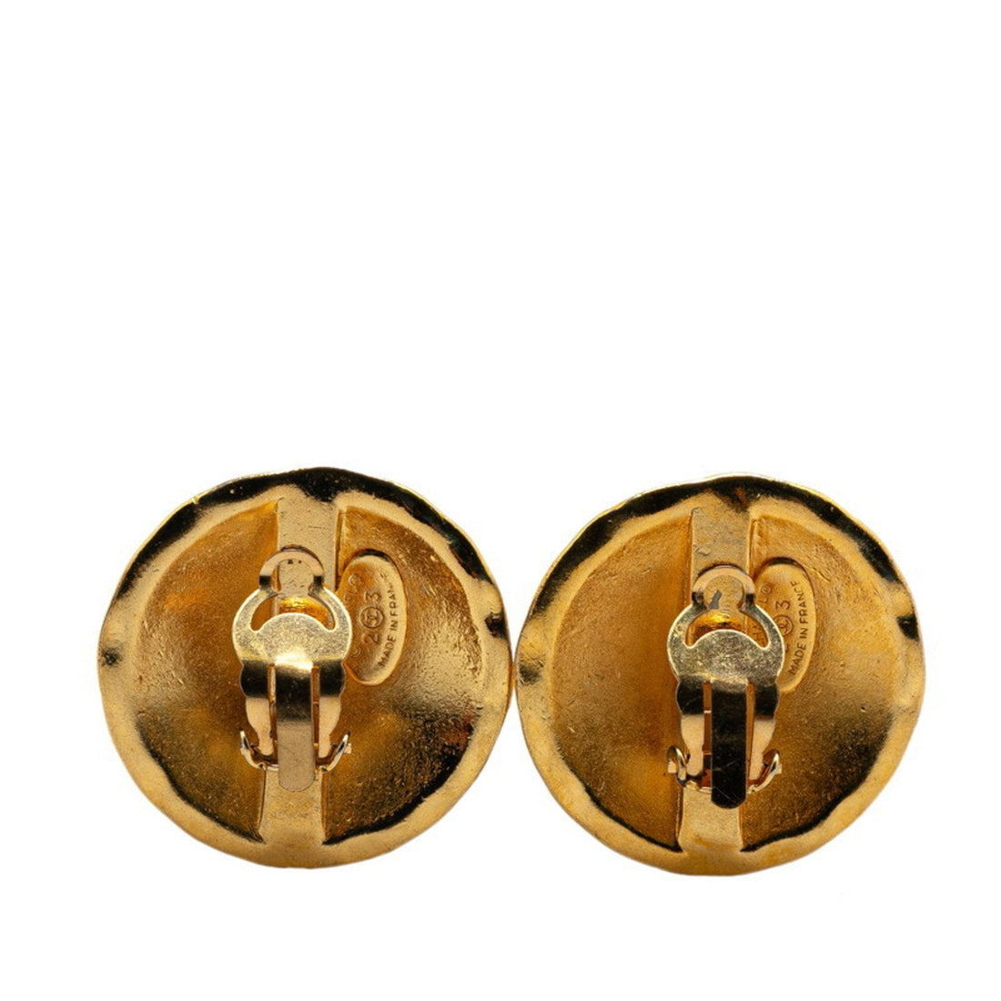 CC Quilted Logo Earrings Round