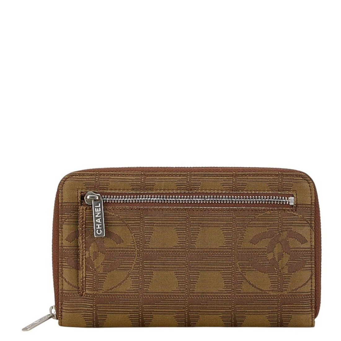 Chanel Wallet Brown Canvas Zipper