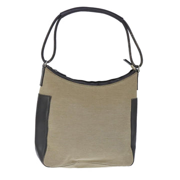 Beige Canvas Leather Shoulder Bag