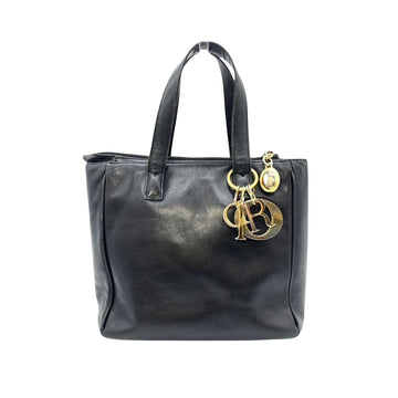 Lady Dior Leather Handbag with Charm and Minor Wear