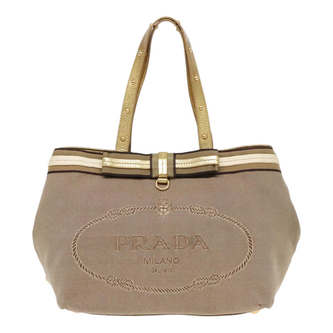 Canvas Tote Bow Detail Beige