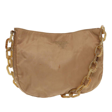 Beige Nylon Chain Shoulder Bag