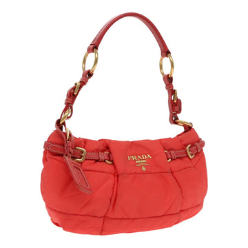 Quilted Nylon Shoulder Bag  Red