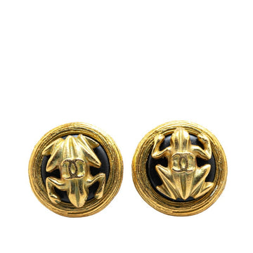 Frog Earrings Gold and Black