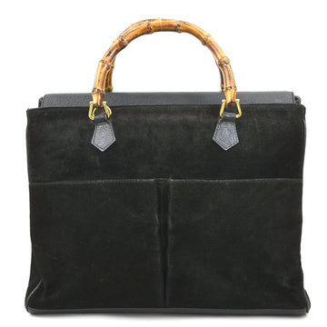Suede Top Handle Bag Model Bamboo