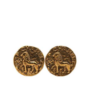 Lion Coin Earrings Gold