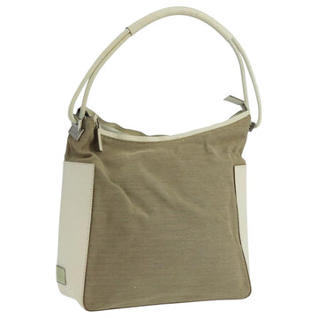 Beige Canvas Leather Shoulder Bag