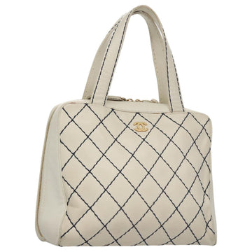 Wild Stitch Leather Handbag with Metal Fittings