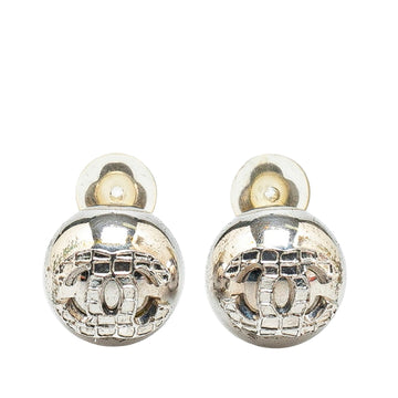 CC Logo Ball Stud Earrings SilverTone