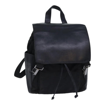Small Backpack Black Leather  Nylon