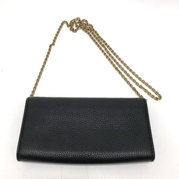 Dior Caro Chain Wallet Black Leather