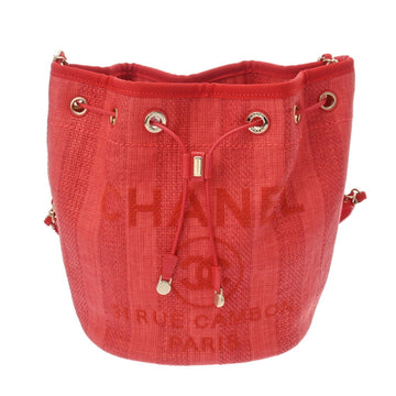 Raffia Bucket Bag Red Raffia Style
