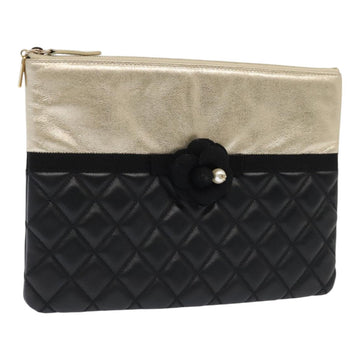 quilted clutch camellia flower detail