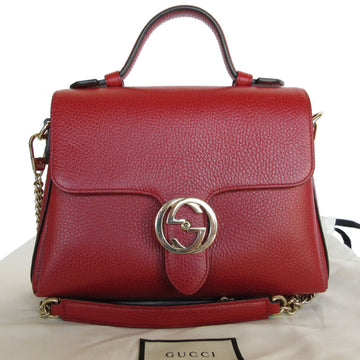 GG Marmont red leather top handle bag