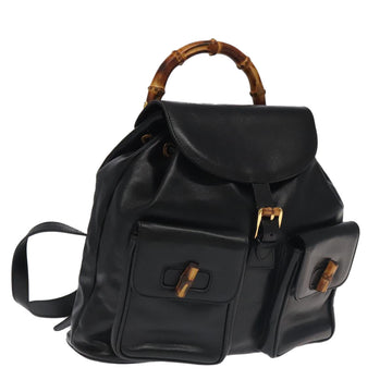 Leather Bamboo Handle Tote Bag