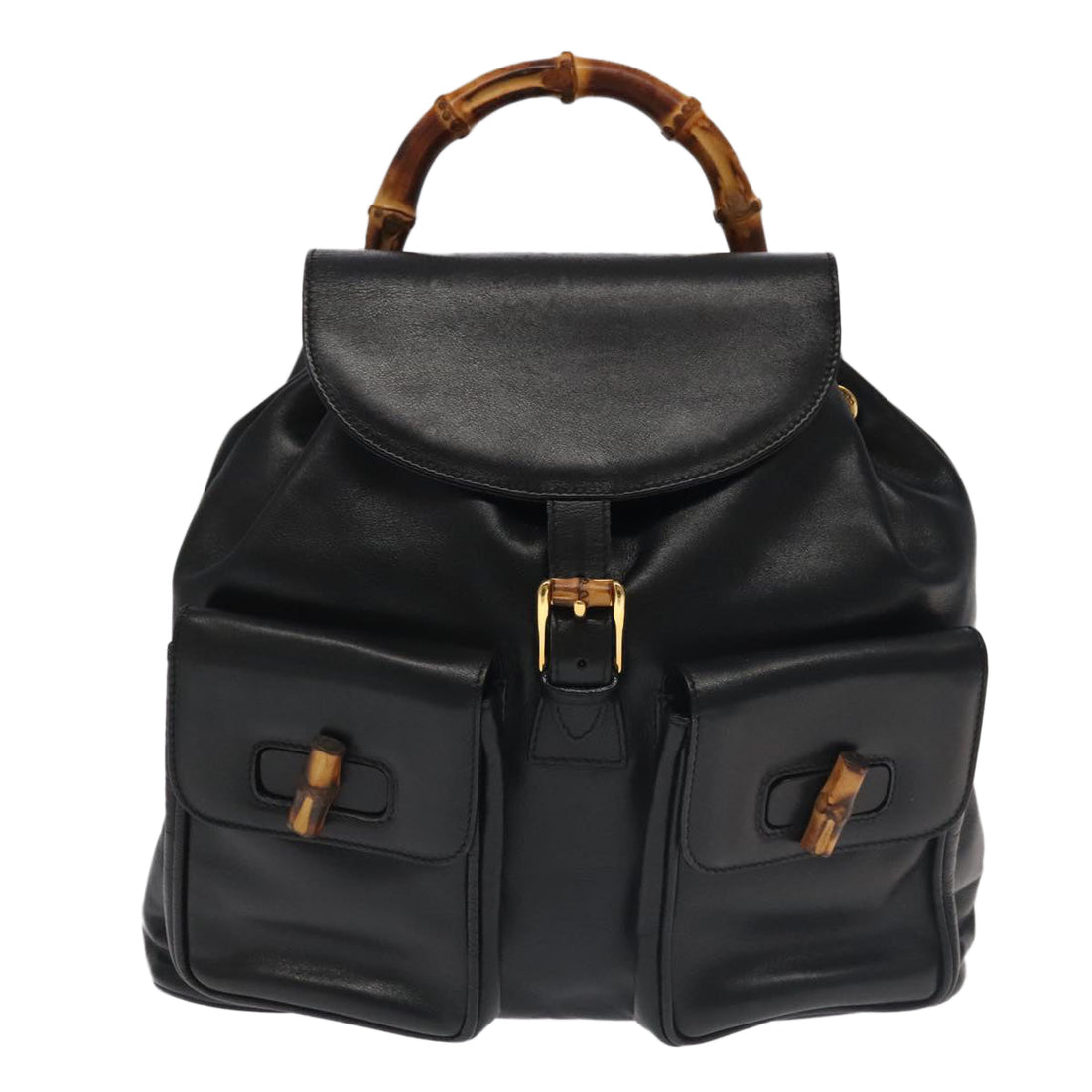 Leather Bamboo Handle Tote Bag
