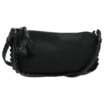 Black Canvas Shoulder Bag Braided Strap