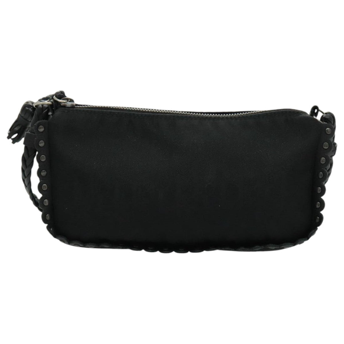 Black Canvas Shoulder Bag Braided Strap