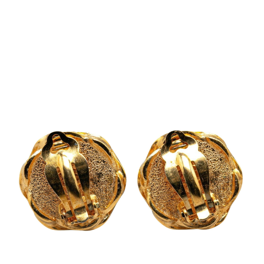 Vintage CC Button Earrings Black Resin