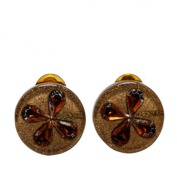 Flower Clip Earrings Amber Glitter