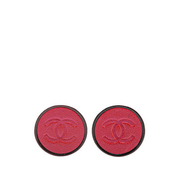 CC Logo Earrings Red Leather