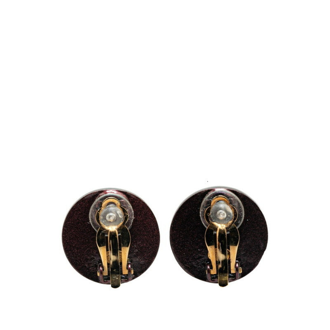 CC Logo Earrings Red Leather