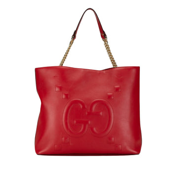 GG Marmont Tote Bag Medium Red Leather