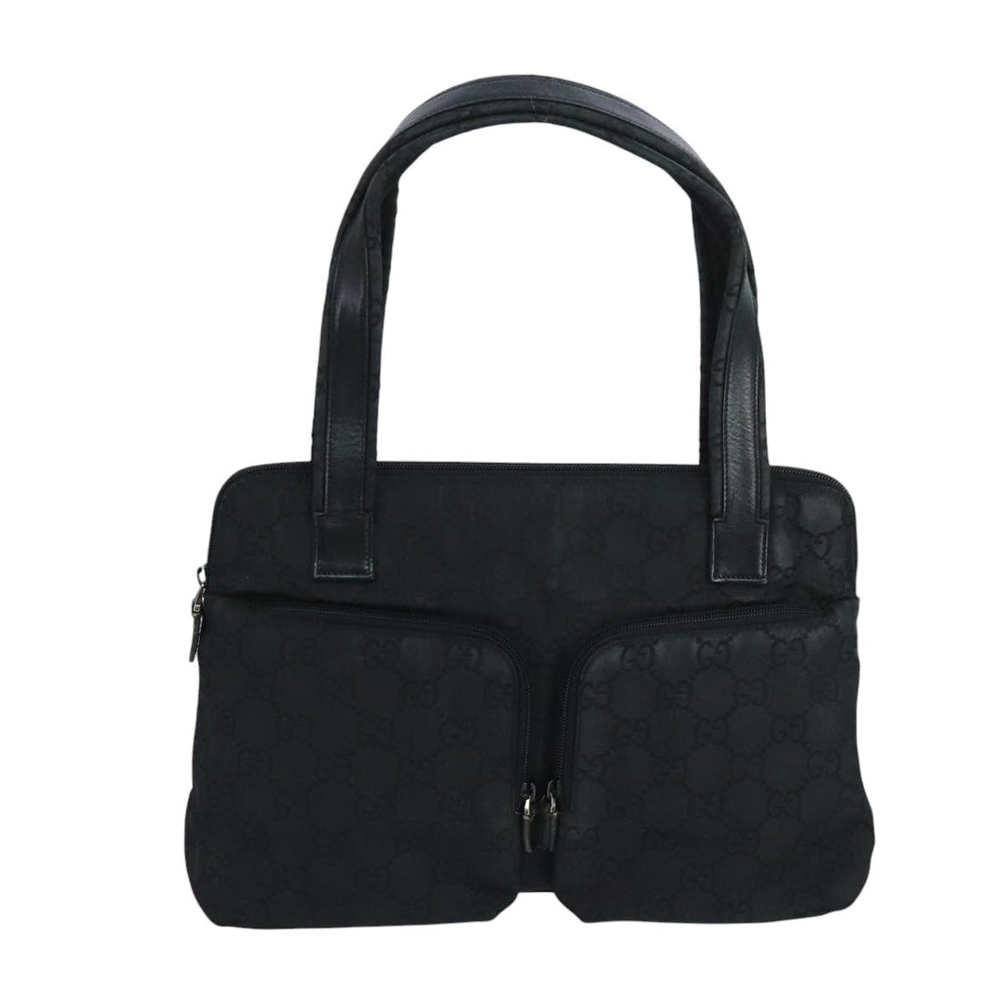 Canvas Tote Bag with Leather Trim and Metal Accents