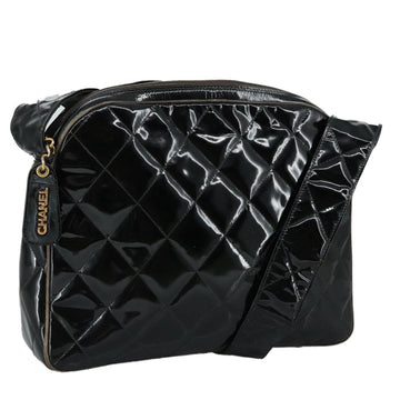 Patent Leather Matelasse Bag with Metal Fittings and Handle