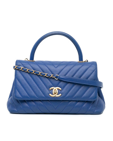 Small Chevron Coco Top Handle Bag with Detachable Strap