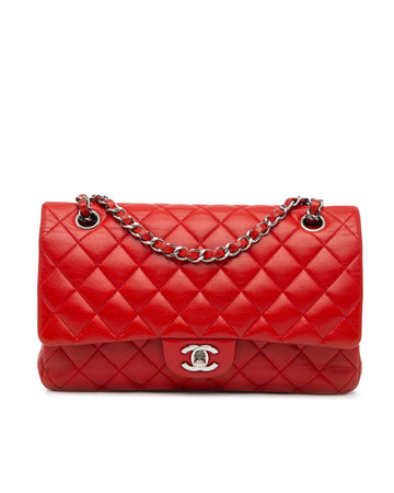 Medium Classic Quilted Lambskin Double Flap Shoulder Bag with Chain Straps