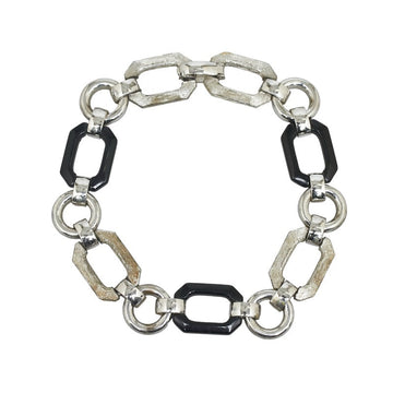 Dior Chain Link Necklace Silver Black Metal   Dior