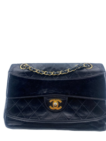 Flap Leather Bag with Chain Strap and Clasp