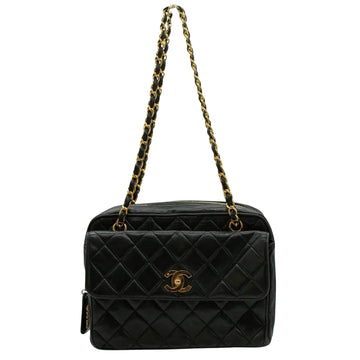 Leather Camera Shoulder Bag with Gold-Tone Hardware