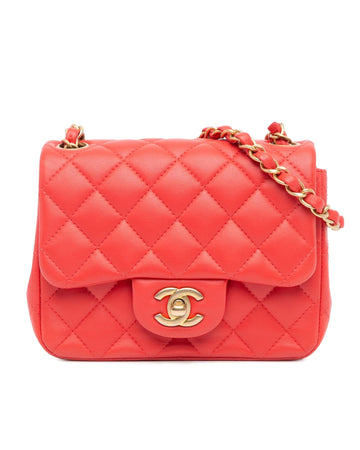 Mini Square Classic Lambskin Flap Bag with Chain Strap