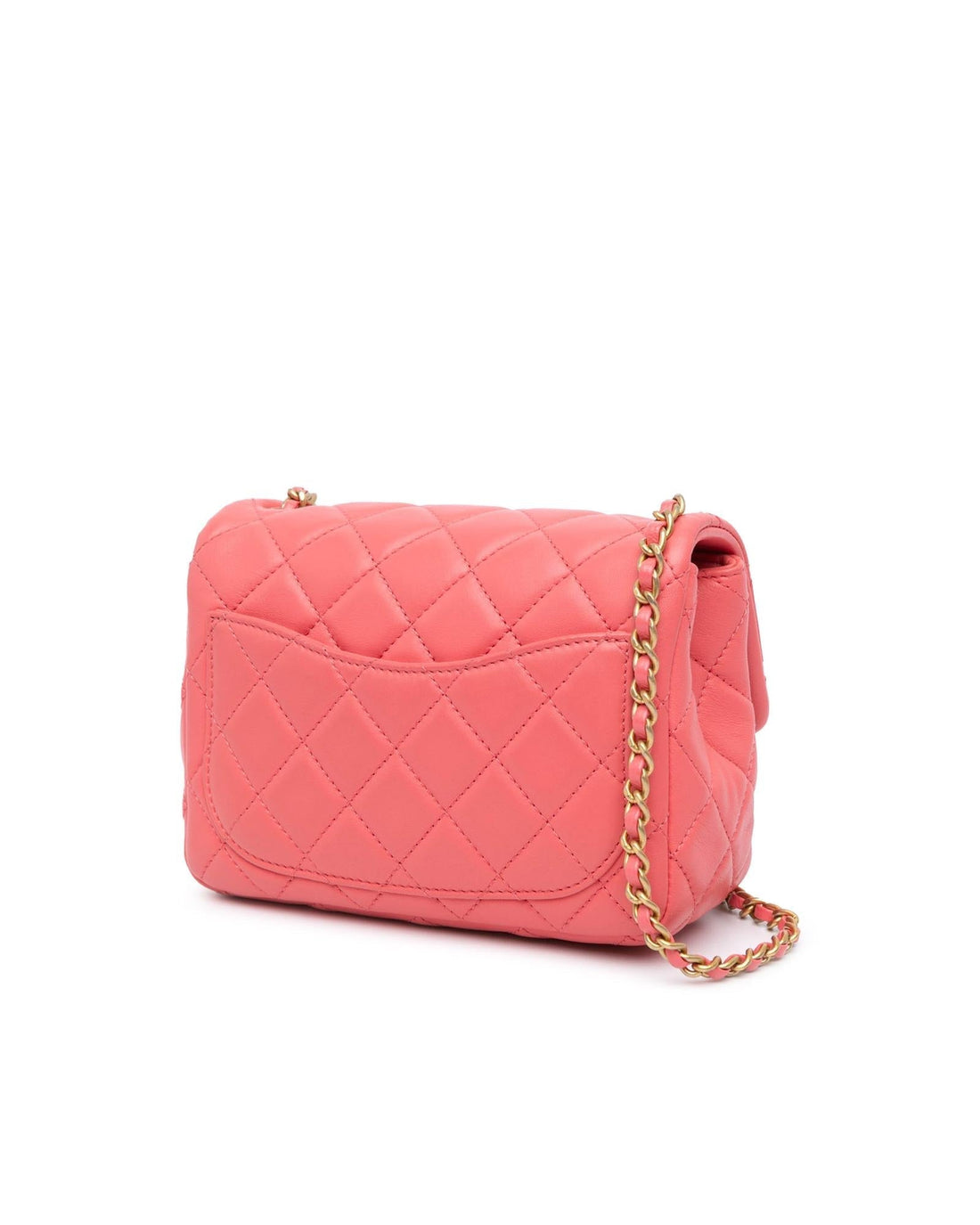 Mini Square Classic Lambskin Pearl Crush Flap Crossbody Bag