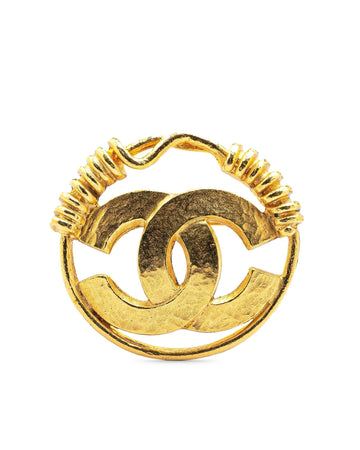 Gold Plated CC Brooch with Back Pin Closure
