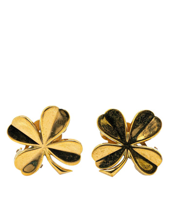 Gold Plated Clover Clip-On Earrings