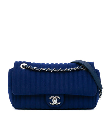 Medium Quilted Jersey Chain Flap Shoulder Bag