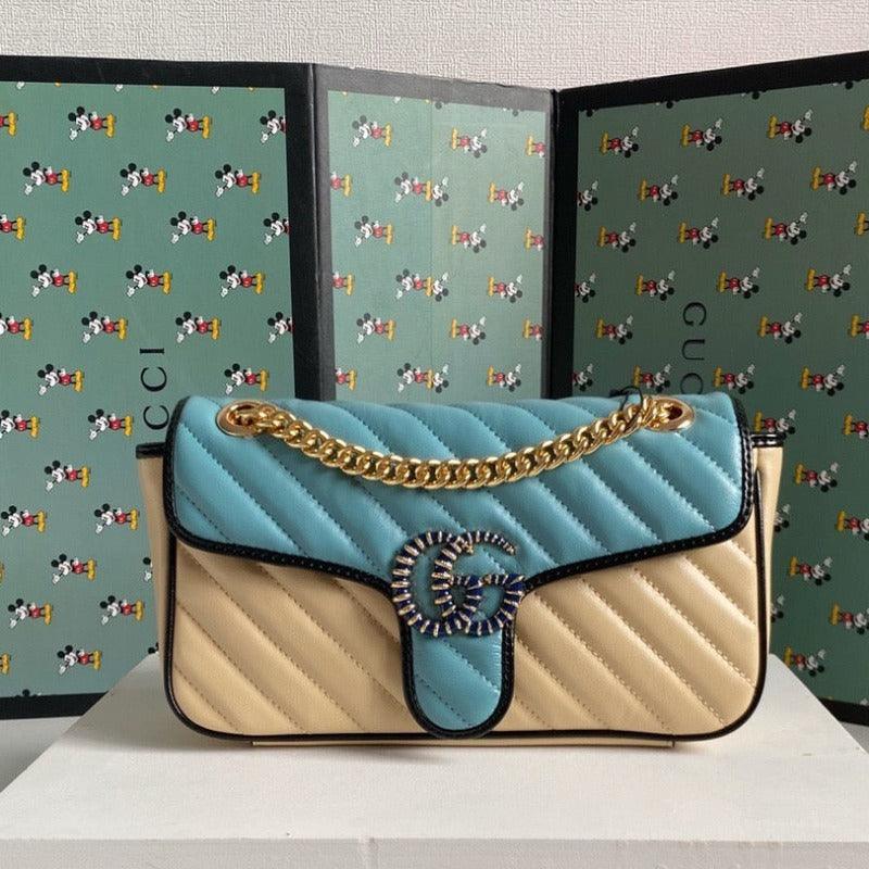 Makersluxe - Marmont Shoulder Bag Light Blue/Beige