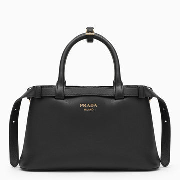 Prada Black Leather Small Buckle Bag With Belt Women