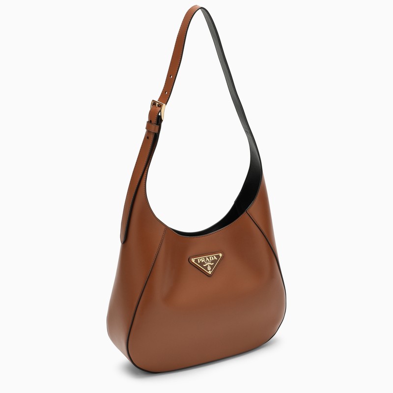 Prada Cognac Leather Shoulder Bag Women