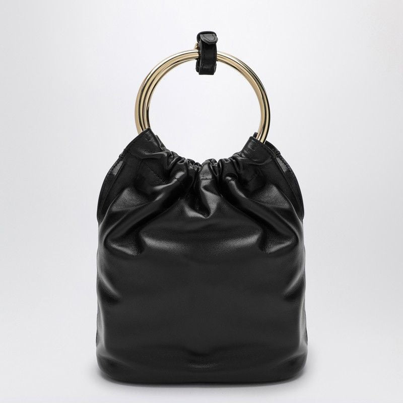 PRADA Mini Bucket Handbag with Metal Handles and Chain Strap