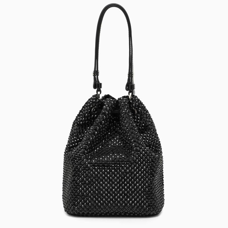 PRADA Mini Satin Bucket Handbag with Crystal Accents