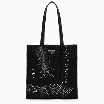 PRADA Medium Re-Nylon Shopping Handbag with Embroidered Details