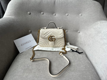 Gucci GG White Marmont Mini Top Handle Bag (RRP £1,690)