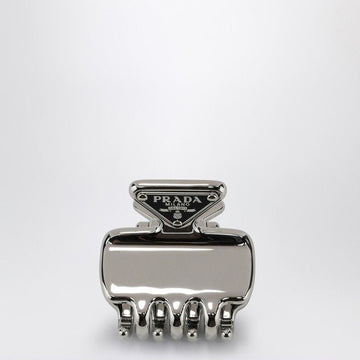 PRADA Metallic Hair Clip with Logo Triangle